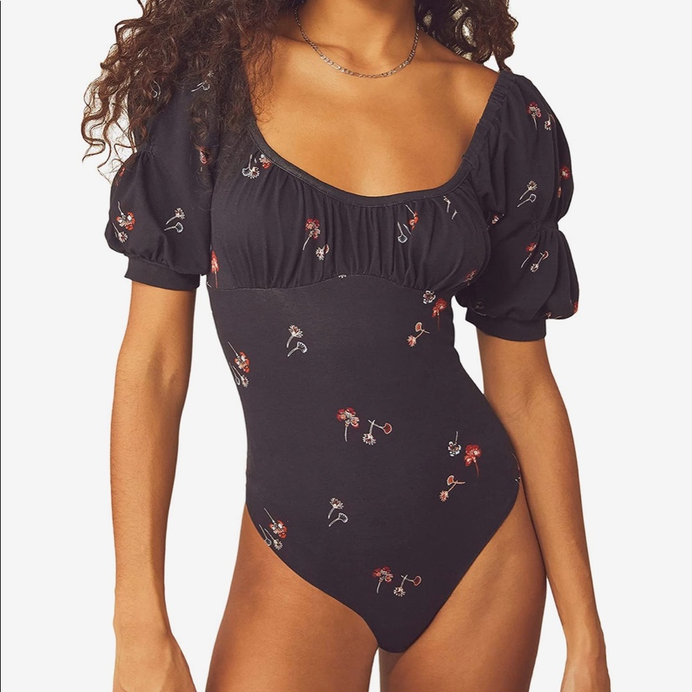 Free People Play Date Bodysuit - black combo